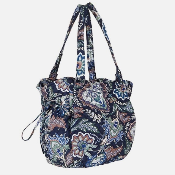 Vera Bradley Glenna Satchel Hobo Tote in Java Navy Camo Print - Picture 1 of 4
